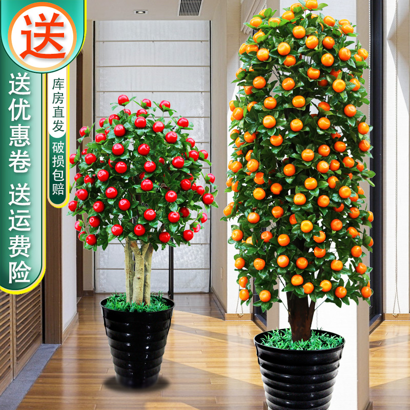 假树金桔果树花艺植物盆景大型客B厅装饰花仿真绿植假花盆栽发财