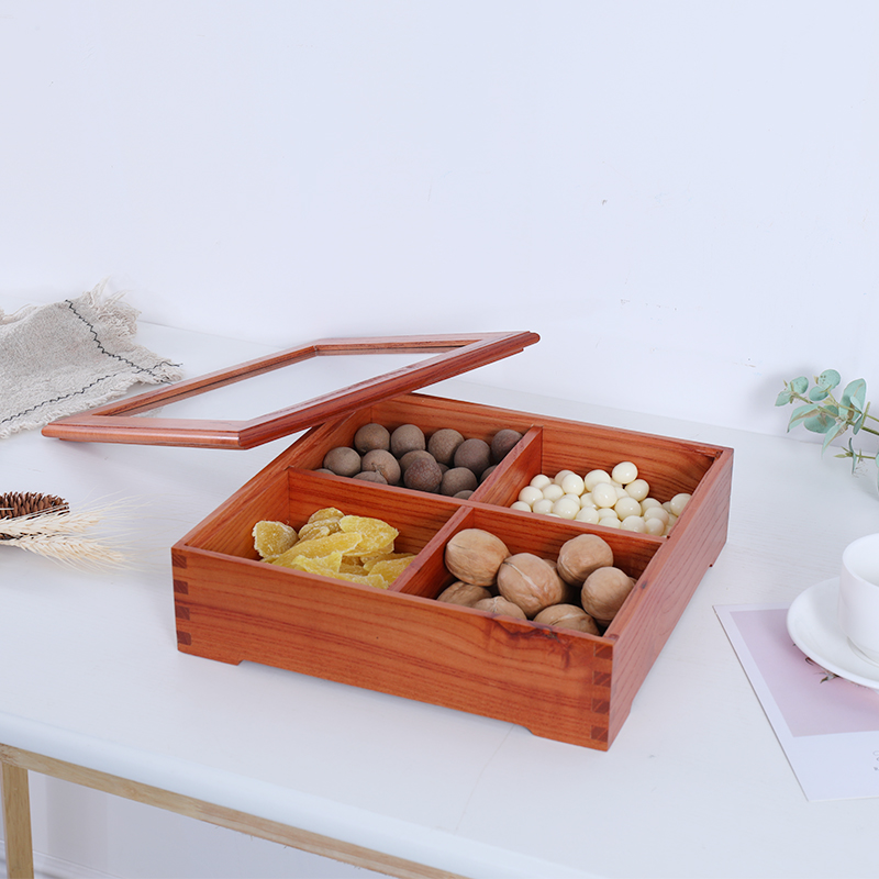 新年干果c盘零食糖果盒干果收纳盒瓜子水果盘客厅家用茶几分格带