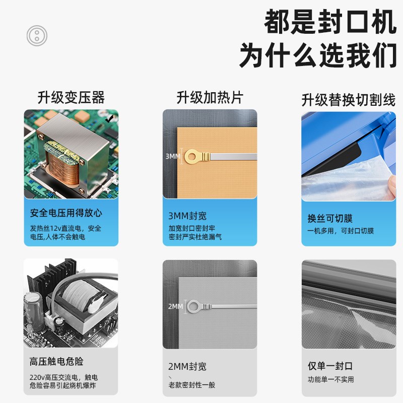 手压式封口c机小型家用商用塑料袋密封机热缩膜切膜月饼茶叶塑封