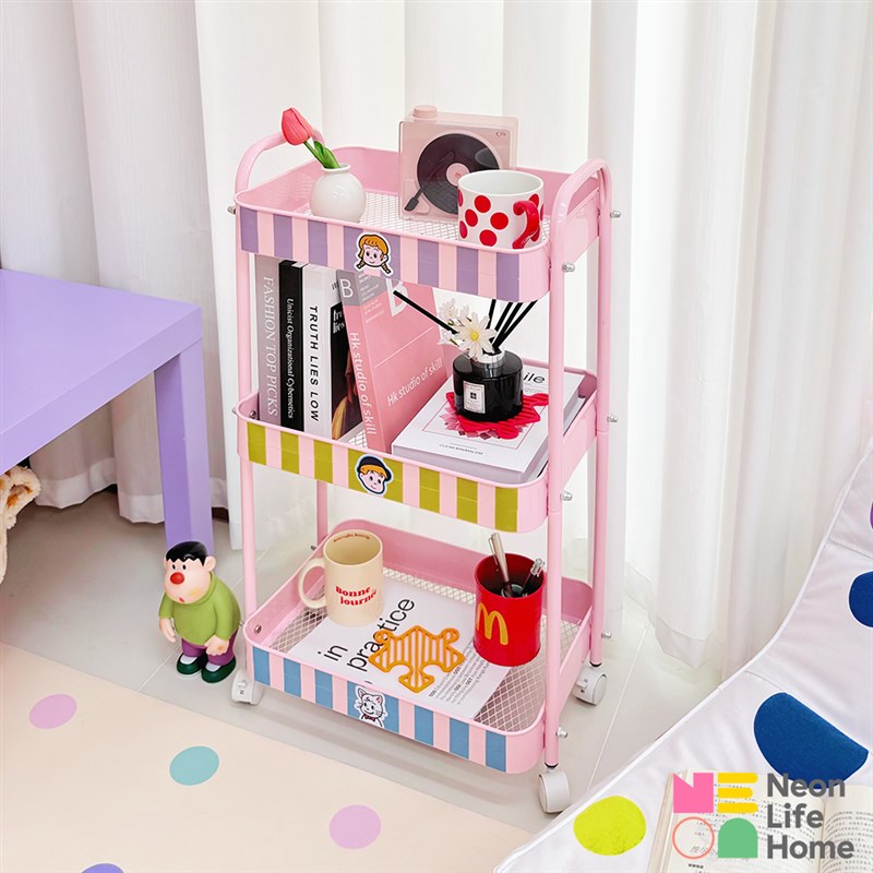 碳钢材质置物小推车架子厨房储物三F层可移动高颜值家具用品置物