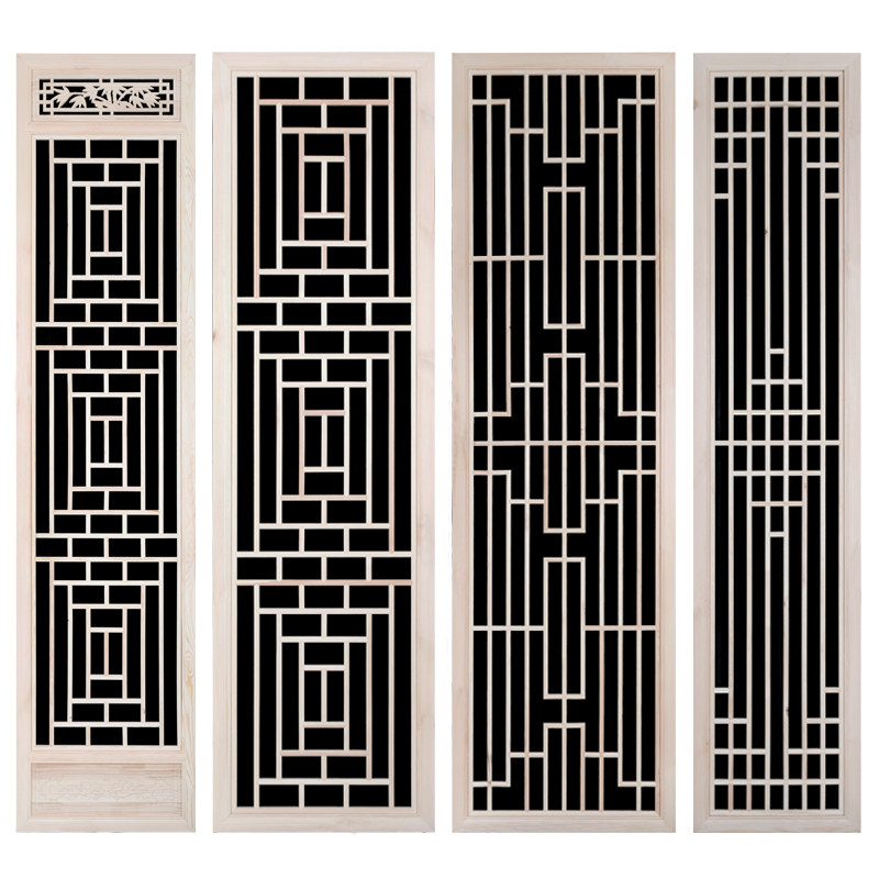 定做东阳木雕中式实木仿古镂空花格门H窗隔断电视背景墙屏风吊顶