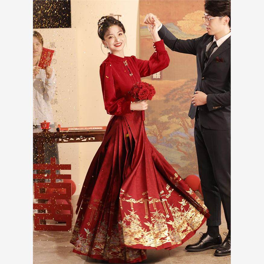 胖mm新款妆花织金红色马面裙套装大码国风新娘敬酒服结婚订婚礼服,女装/女士精品,时尚套装,淘宝优惠券,粉丝福利购,淘宝优惠卷