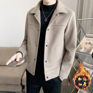 男士夹克秋冬季韩版潮流修身休闲呢子男短款高级感毛呢外套男加厚