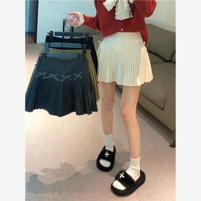 蝴蝶结毛呢半身裙女秋冬2