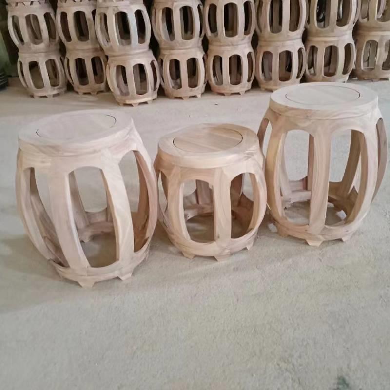 老榆木实木鼓墩新中式明清仿古琴凳古筝凳坐墩矮凳鼓凳餐桌圆凳子