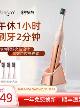 Allegro爱丽歌电动牙刷成人职场女性办公室专用轻奢圣诞礼物套装