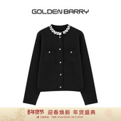 241278 BARRY25冬优雅气质设计感重工珠饰开衫 羊毛混纺 GOLDEN