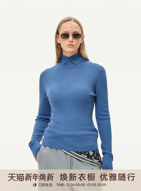 【100羊绒】GOLDEN BARRY25冬极简百搭POLO高领针织毛衣243121