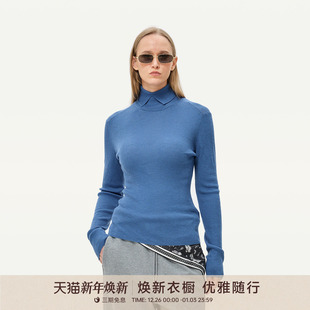 BARRY25冬极简百搭POLO高领针织毛衣243121 GOLDEN 100羊绒