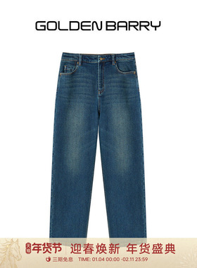 GOLDEN BARRY25秋冬新款经典日常百搭磨毛舒适直筒牛仔裤503189