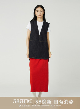 GOLDEN BARRY金和百瑞25秋冬温柔时髦宽腰头针织半裙314038