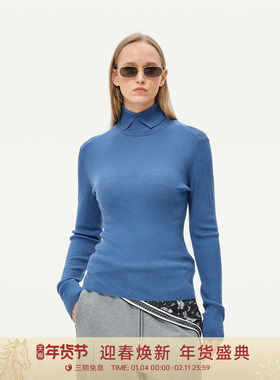 【100羊绒】GOLDEN BARRY25冬极简百搭POLO高领针织毛衣243121