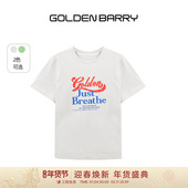 复古印花圆领短袖 GOLDEN BARRY金和百瑞25夏美式 T恤女上衣201035