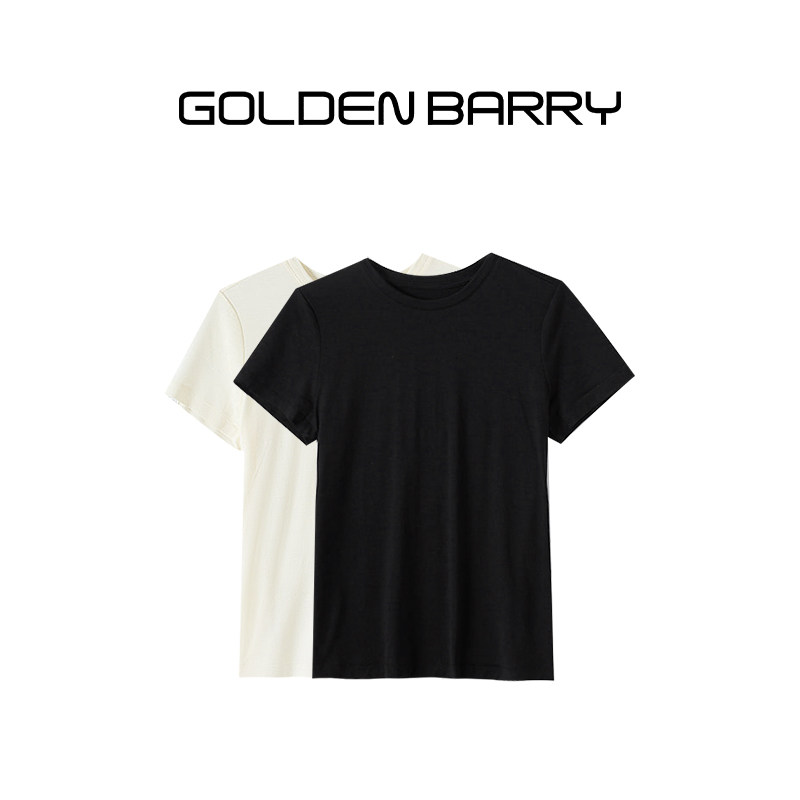 GOLDEN BARRY26年春夏打底衫纯羊毛圆领短袖T恤女通勤百搭201950