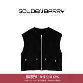 GOLDEN BARRY金和百瑞新款 圆领拉链双口袋针织马甲女232120