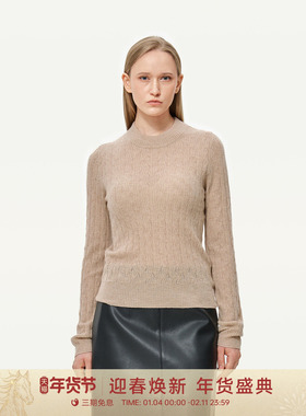 【活动】GOLDEN BARRY25冬肌理感圆领麻花纹半高领打底毛衣243134