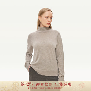 【100山羊绒】GOLDEN BARRY冬简约百搭毛须边高领保暖毛衣243119