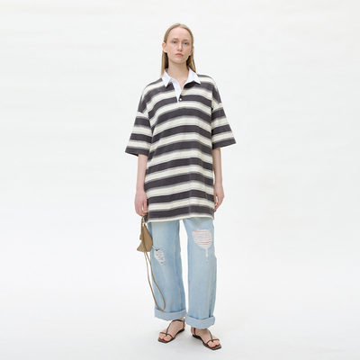 GOLDEN BARRY金和百瑞25夏简奢双织肌理Polo衫短袖女201994/-1