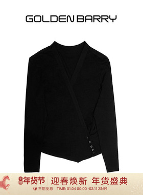 GOLDEN BARRY金和百瑞早春气质不规则100羊毛针织衫202433