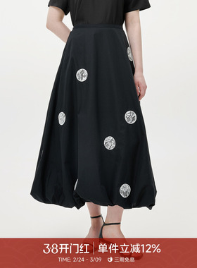 GOLDEN BARRY26春时尚气质100棉波点贴布绣A摆泡泡裙310189