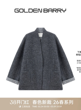 GOLDEN BARRY26早春经典舒适廓形羊驼毛中长款大衣2619001