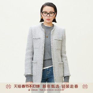 GOLDEN BARRY金和百瑞2025年早春高级灰静奢千金感羊毛外套124100