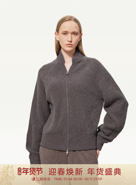 【活动】GOLDEN BARRY25秋气质立领双拉链毛衣针织开衫外套242295