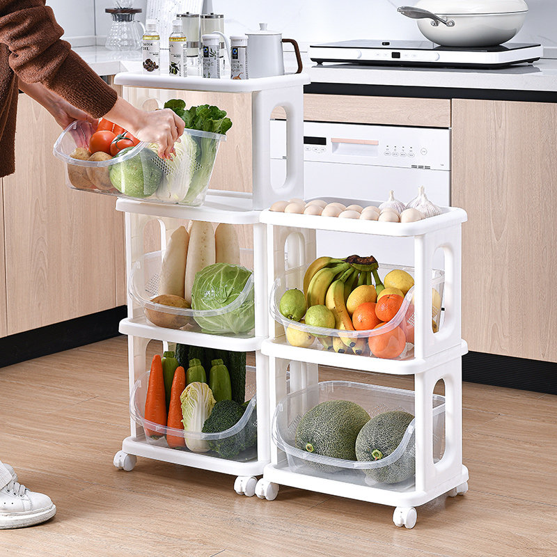 厨房菜篮子置物架落地多层放菜架子家用水果蔬菜收纳架多功能推车