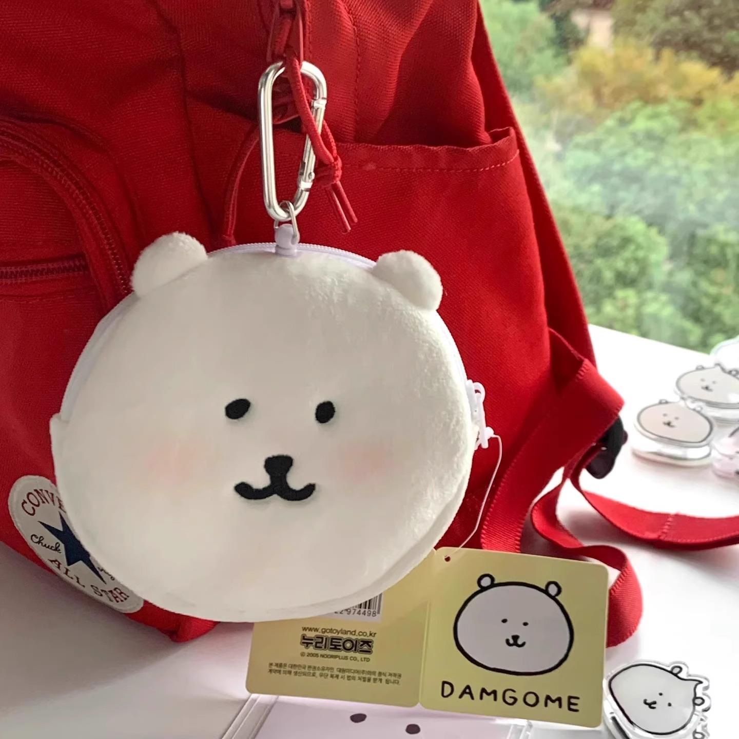 自嘲熊毛绒零钱包卡套日系简约迷你书包挂件多功能零钱袋收纳卡包