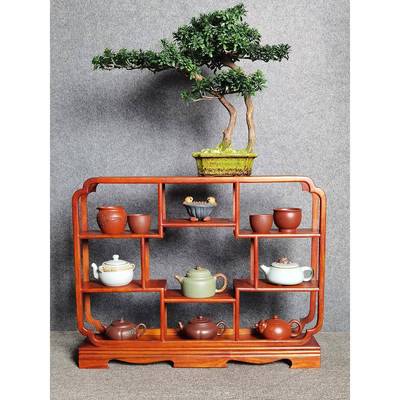 需定制桌面博古架茶具置物架实木中式紫砂壶摆放架多宝阁摆件茶壶