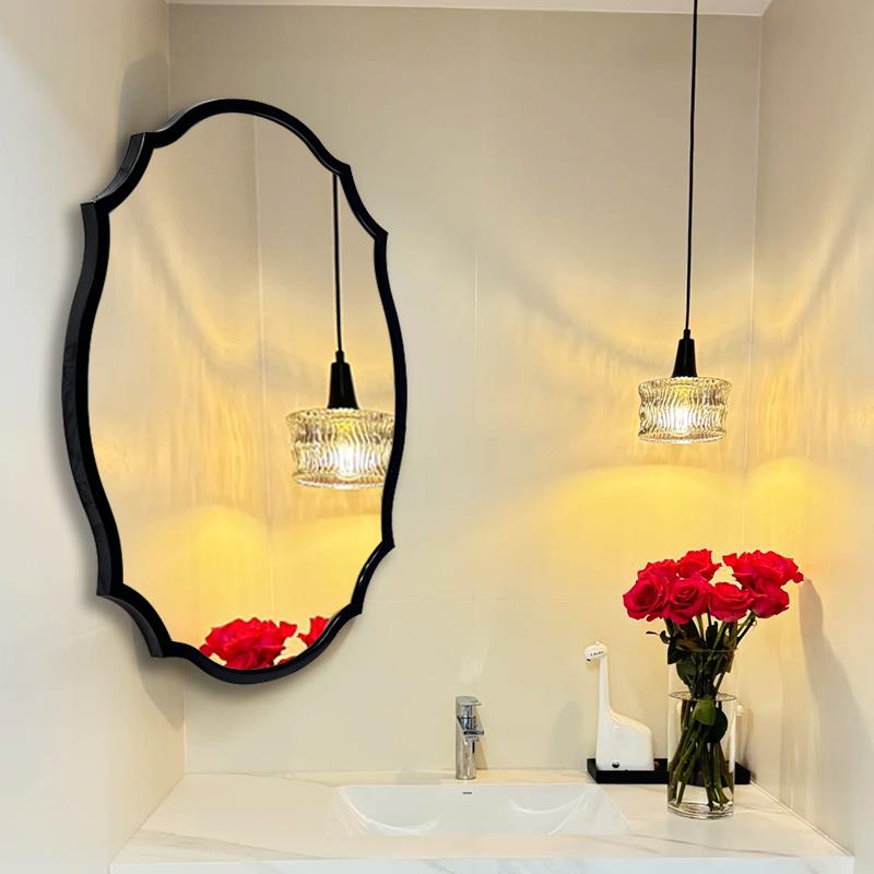 法式中古风伸缩浴室镜卫生间转角镜子风水镜可旋转美式复古折叠镜