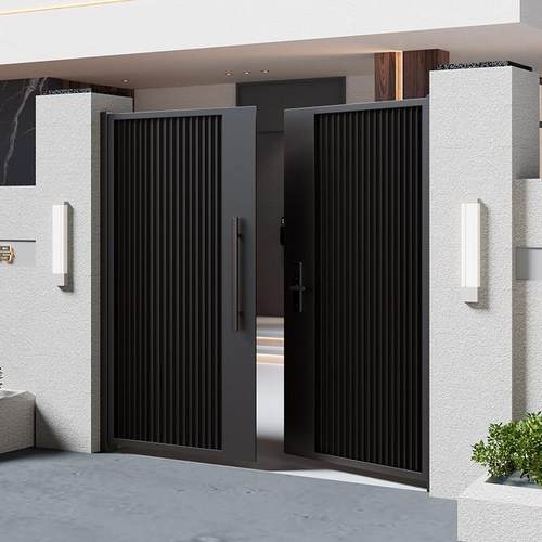 铝合金别墅庭院门户外花园门不锈钢电动单双开子母门院子栅栏大门