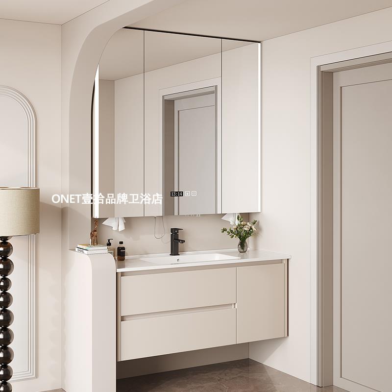 定制通顶镜柜陶瓷一体盆切角浴室柜组合75cm85厘米95公分105cm115