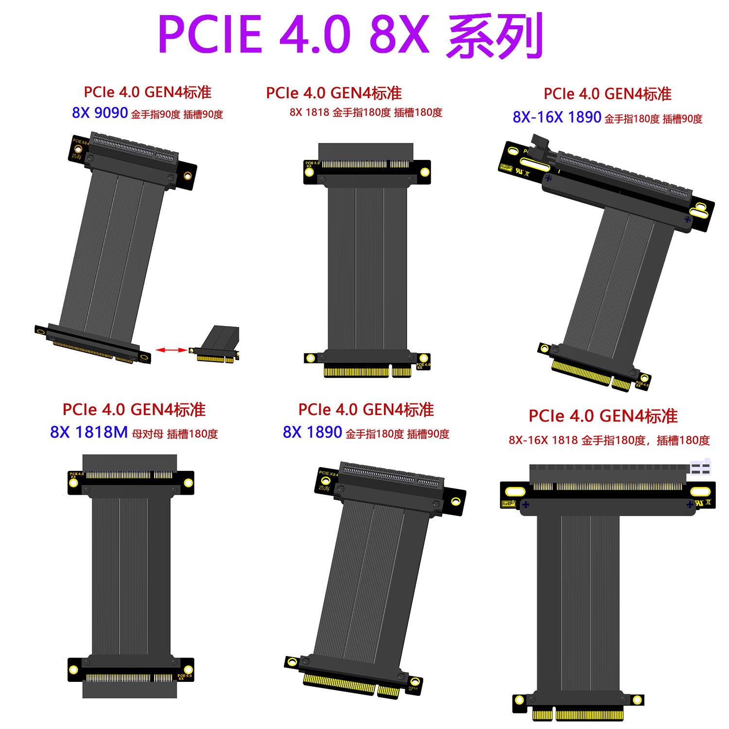 PCIe 4.0 8X延长线 线支持显卡、网卡、固态硬碟、伺服器转接线