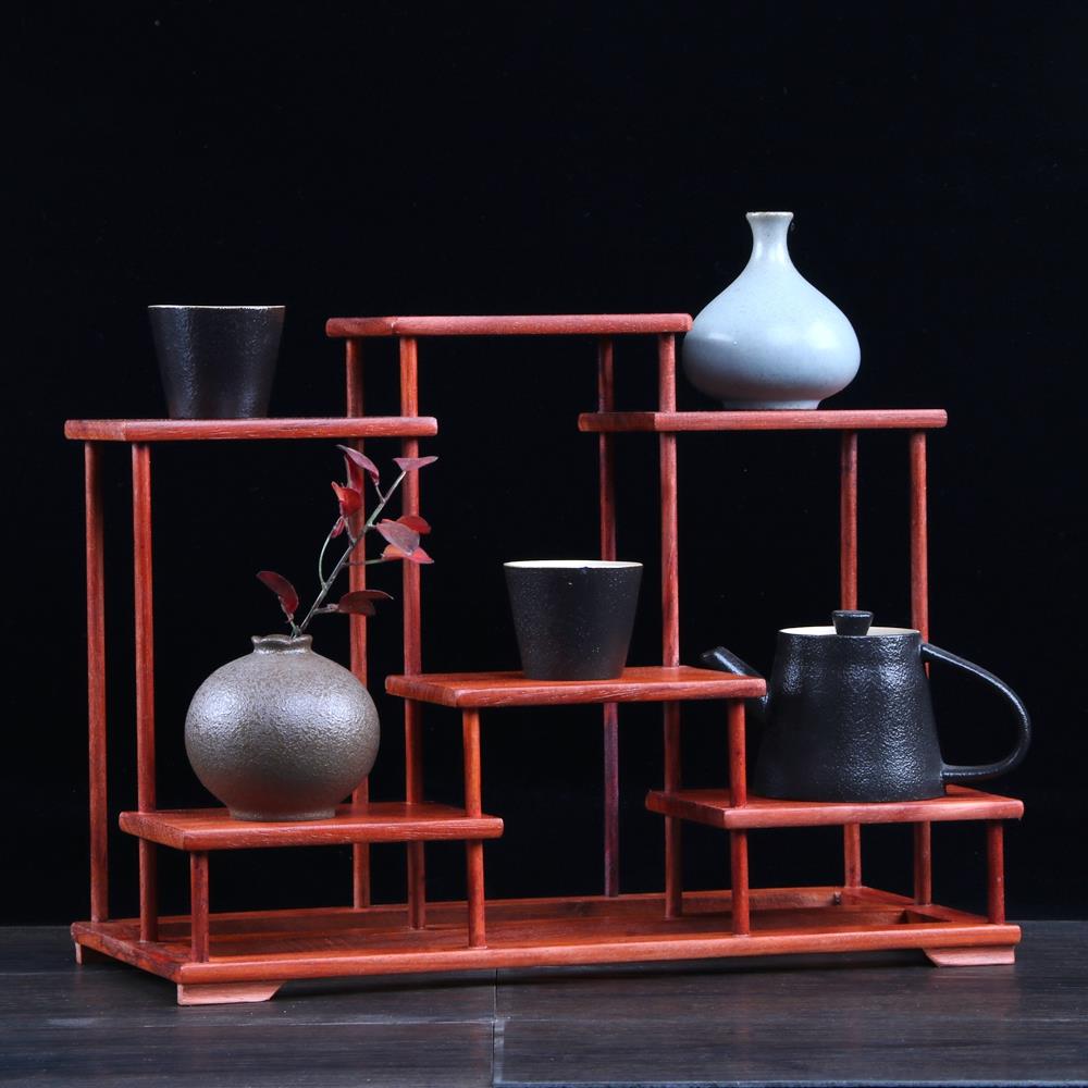 需定制小博古架榫卯结构花梨木中式红木多宝阁实木紫砂壶茶具摆件