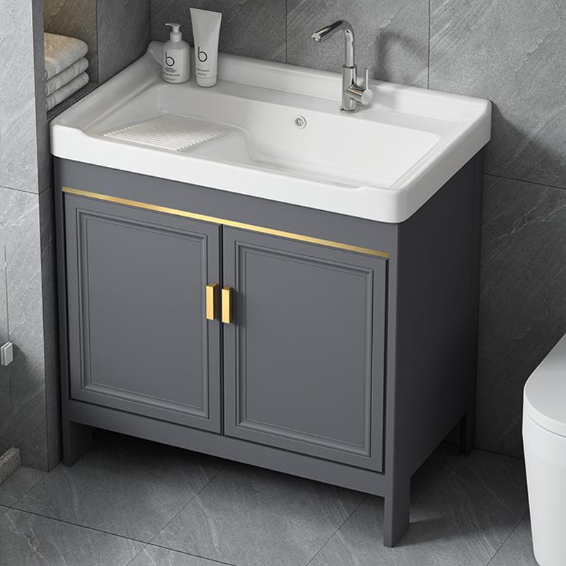 落地式浴室柜组合太空铝带搓衣板洗衣柜卫生间洗漱台洗脸池洗手盆