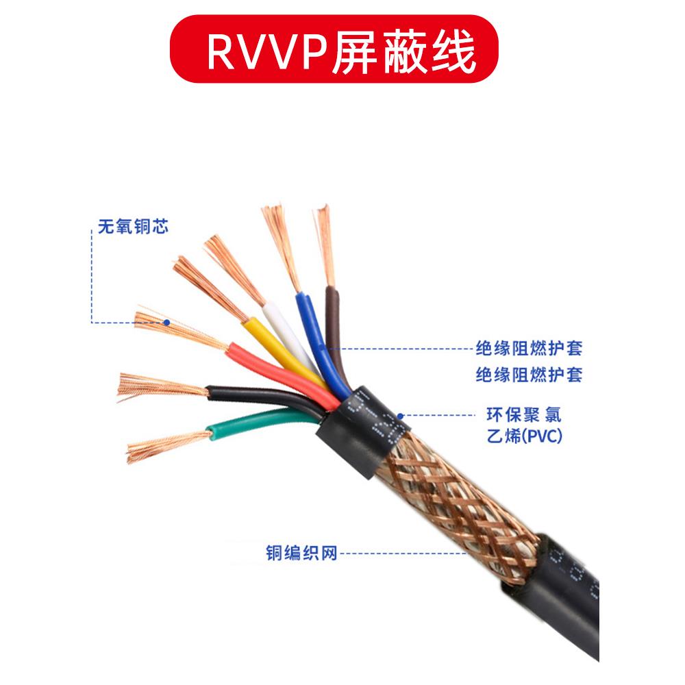 屏蔽线rvvp2 3 4 5 6 7 8 10芯0.75 1 1.5平方屏蔽信号控制电缆线