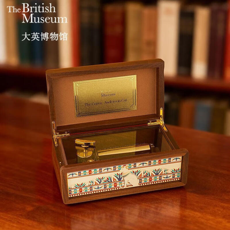 大英博物馆生日礼物埃及图腾50音黑胡桃木音乐盒送长辈礼物