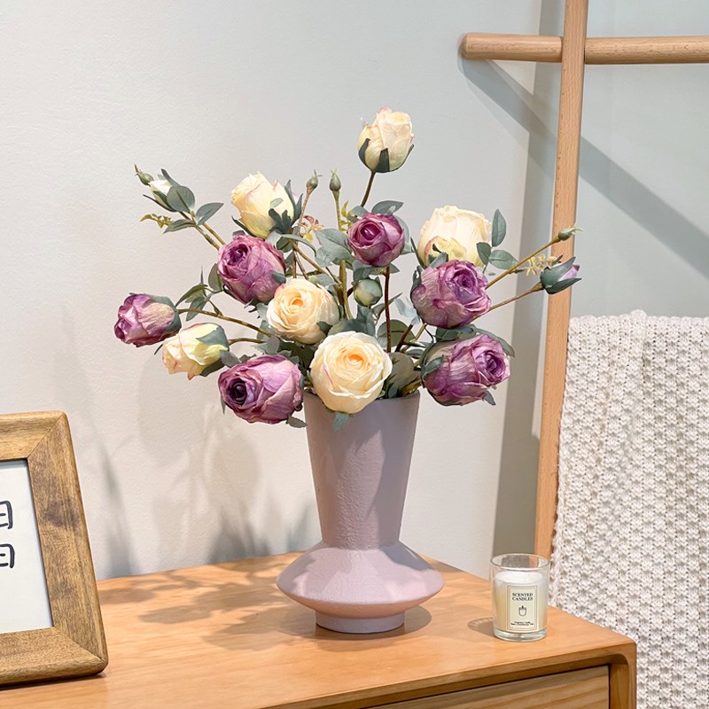 速发花玫高花客花花摆设假厅轻奢瑰端餐桌装饰品花艺摆件