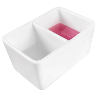 速发白瓷笔洗陶瓷方形2格圆形简洗笔桶水彩国画调色墨池格约纯白