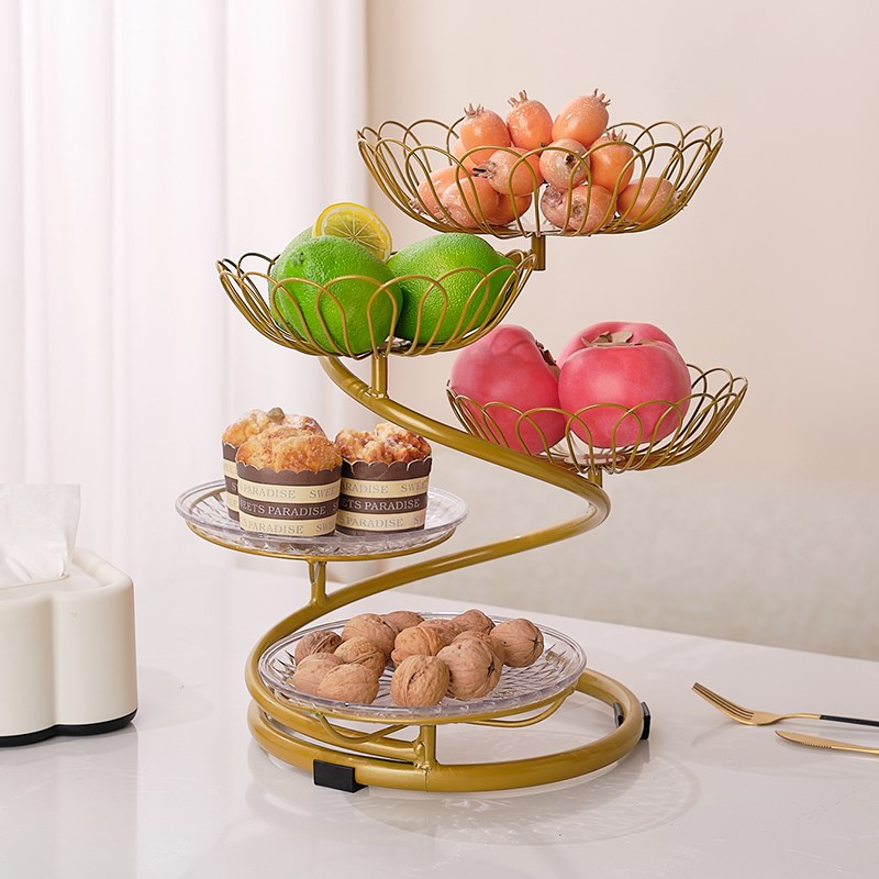 速发水客盘心用果厅茶几轻奢风多层点家零食盘高颜值架水果篮大气