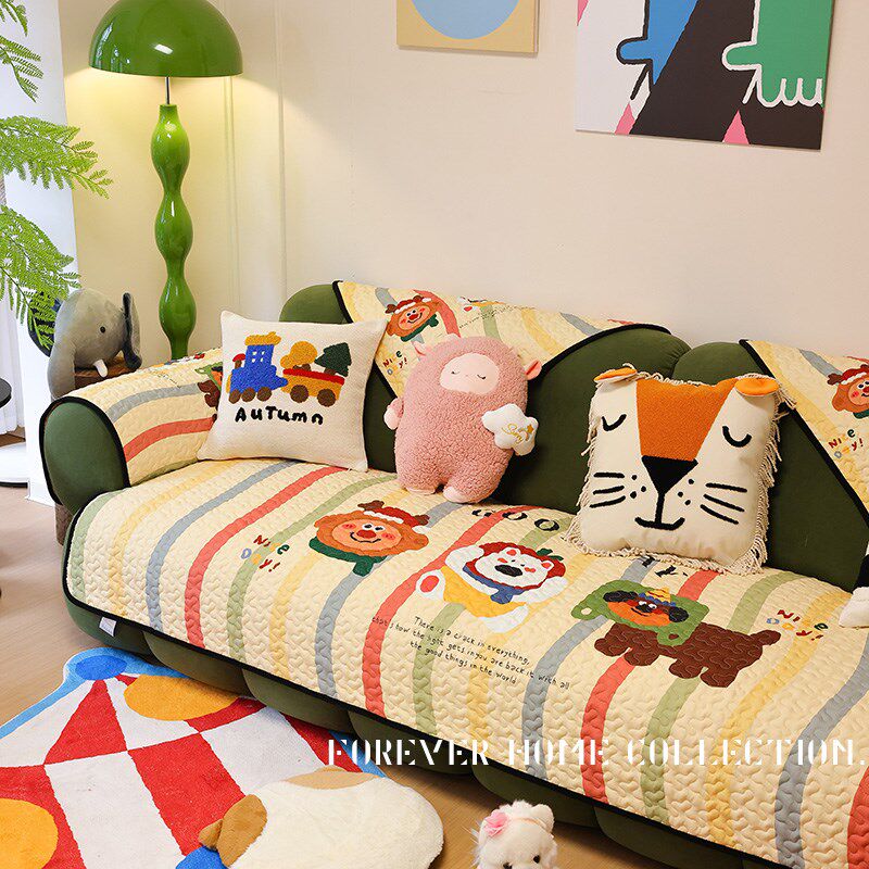 速发北欧风防滑沙发垫四季水洗布艺多巴胺盖布轻奢高品质皮沙发巾