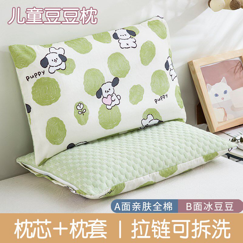 速发幼儿园童护颈透气纯棉可洗拆午睡安抚儿绒夏款凉枕头芯套