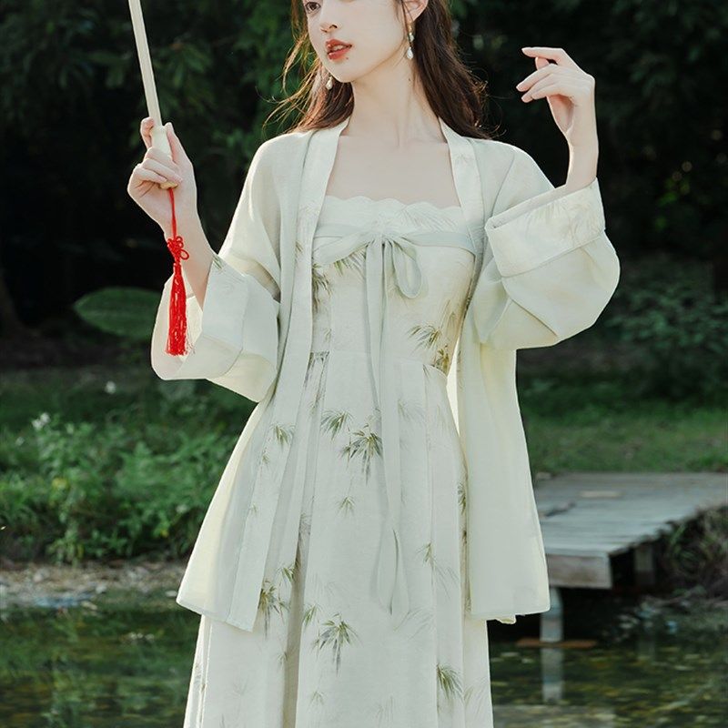速发成人汉服改良衣吊带连版裙2024新款中国夏汉元素古风装风季日