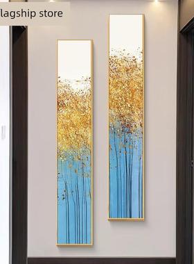 网红钱树挂画抽象装饰画狭长条状现代可达奢华高感门厅走廊过道