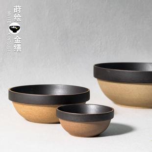 汤碗粗陶餐具家用大号面碗饭碗怀旧沙拉碗日系复古拉面碗 日式