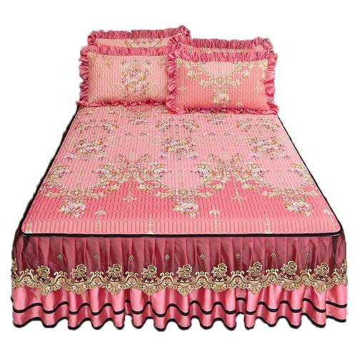 采购产品泰国乳胶垫三件套，可水洗和可折叠冰丝绸垫，床裙，欧式