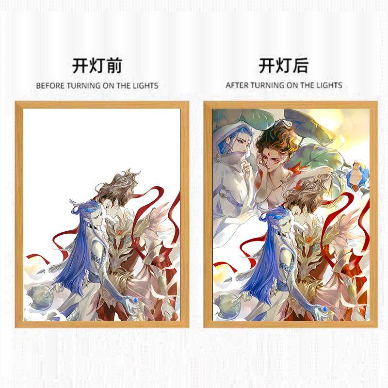 哪咤2灯光画敖丙光申公豹装饰相框魔童闹海动漫小夜灯创意摆件