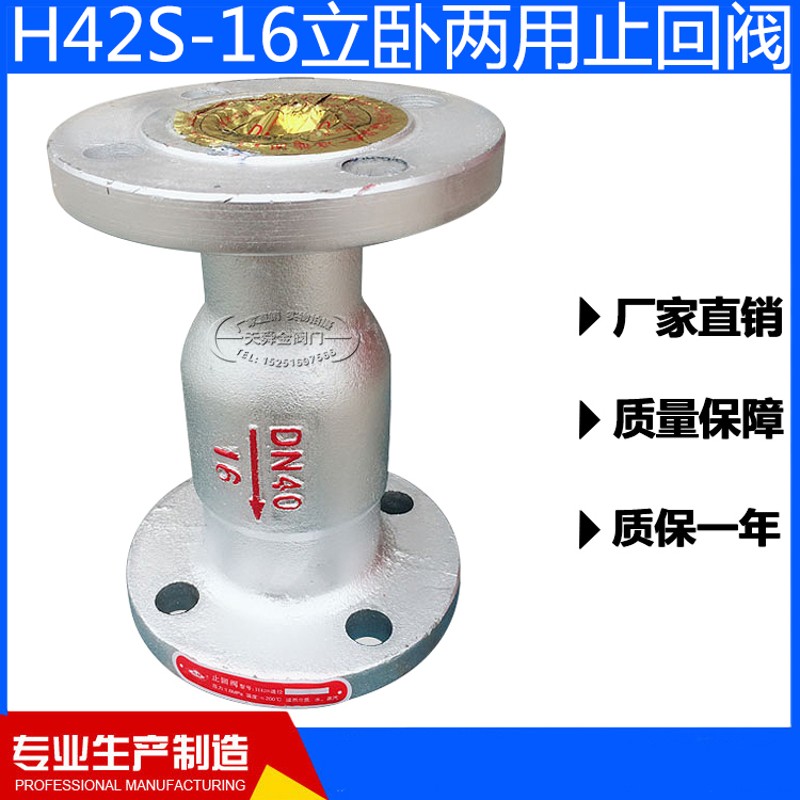 H42S-16立卧两用止回阀消音法兰单向阀玉环逆止阀铸铁DN25 40 50