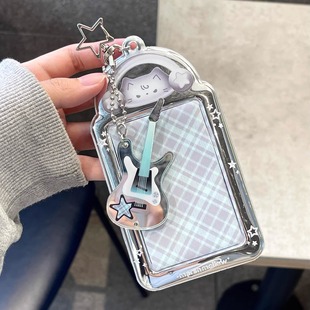 韩系ins风摇滚贝斯小猫卡套pvc无属性3寸小卡拍立得收纳展示挂件